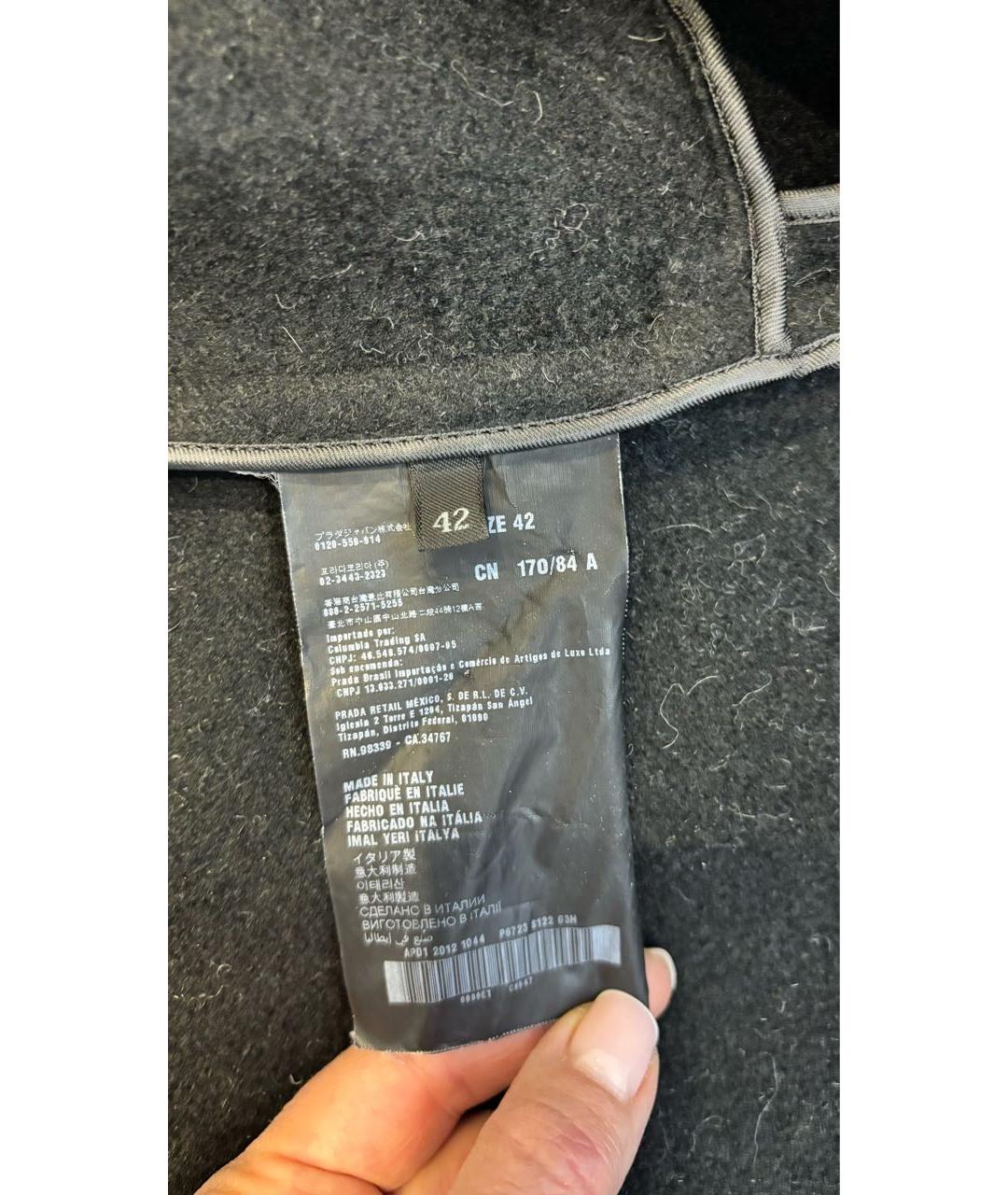 PRADA Черное шерстяное пальто, фото 4