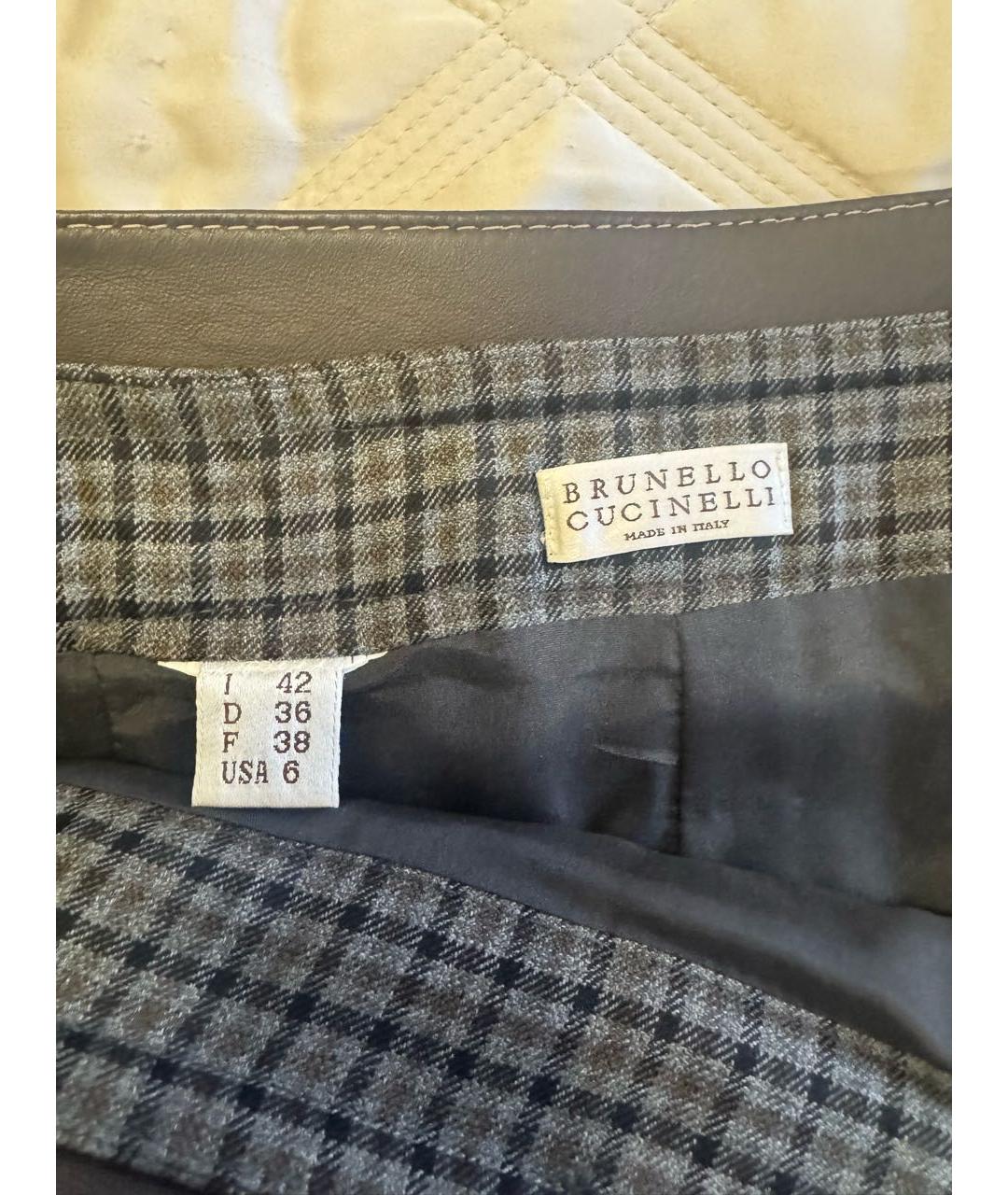 BRUNELLO CUCINELLI Серая шерстяная юбка миди, фото 4