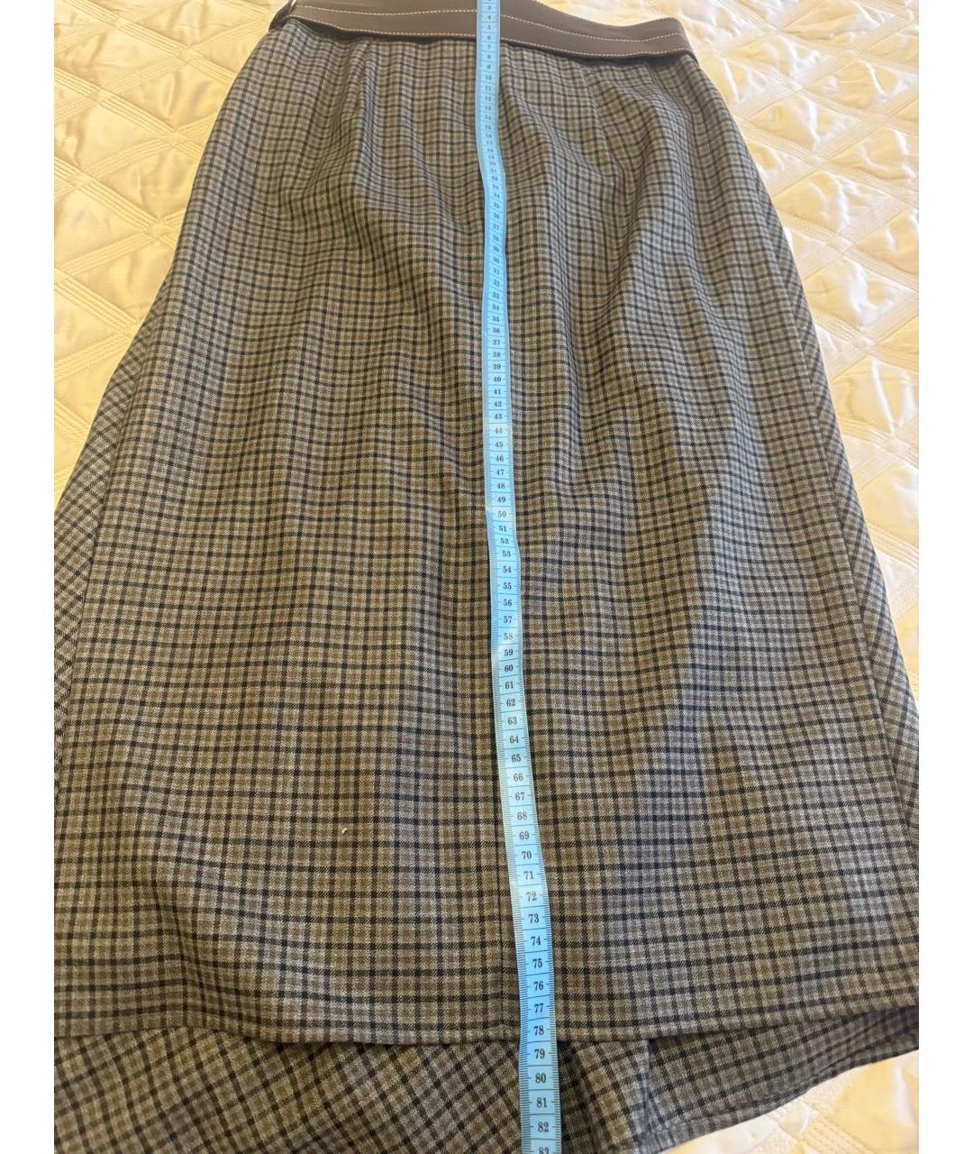 BRUNELLO CUCINELLI Серая шерстяная юбка миди, фото 6