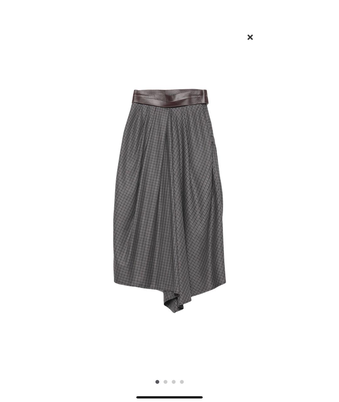 BRUNELLO CUCINELLI Серая шерстяная юбка миди, фото 9