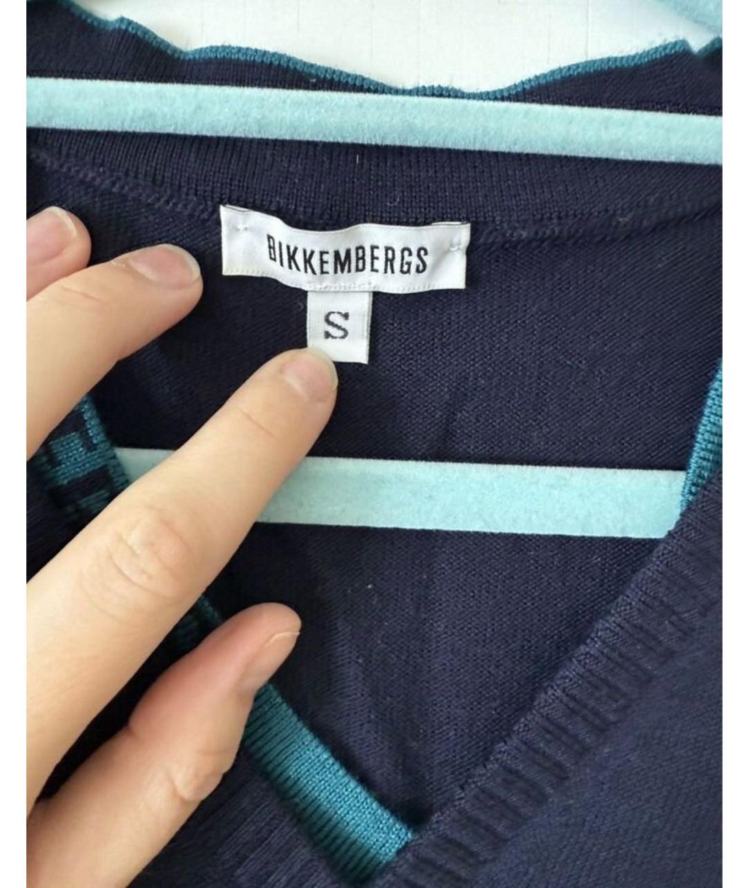 BIKKEMBERGS Темно-синий шерстяной кардиган, фото 5