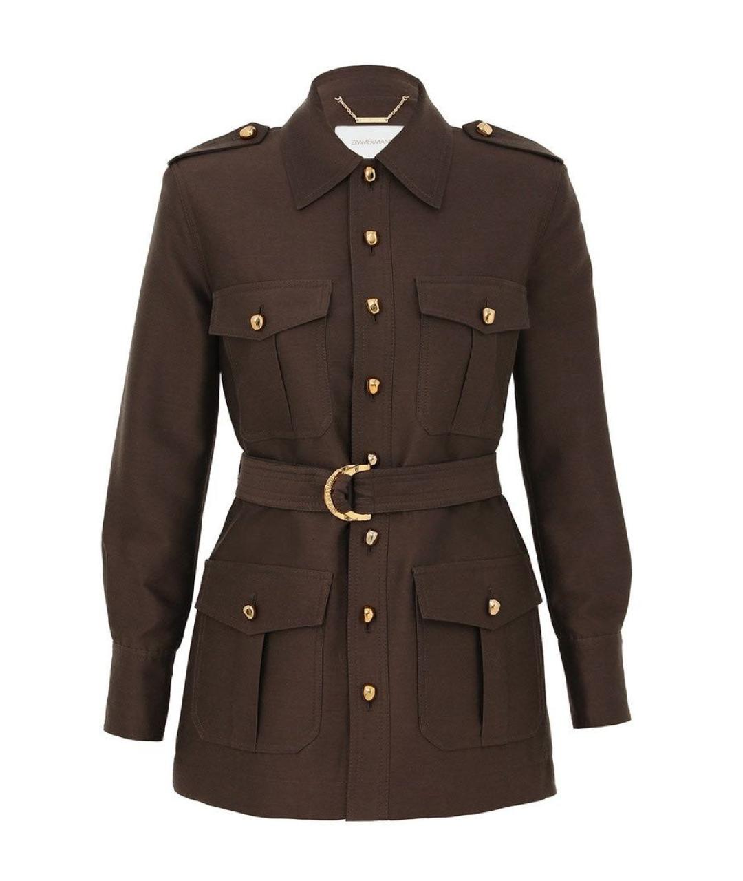 ZIMMERMANN Коричневый шерстяной жакет/пиджак, фото 4