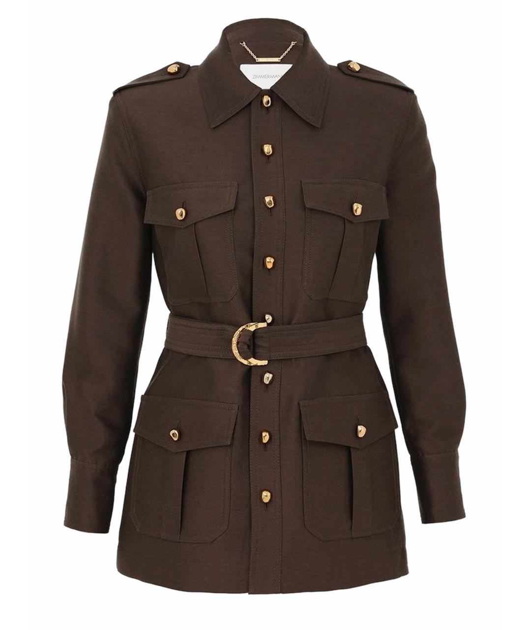 ZIMMERMANN Коричневый шерстяной жакет/пиджак, фото 1