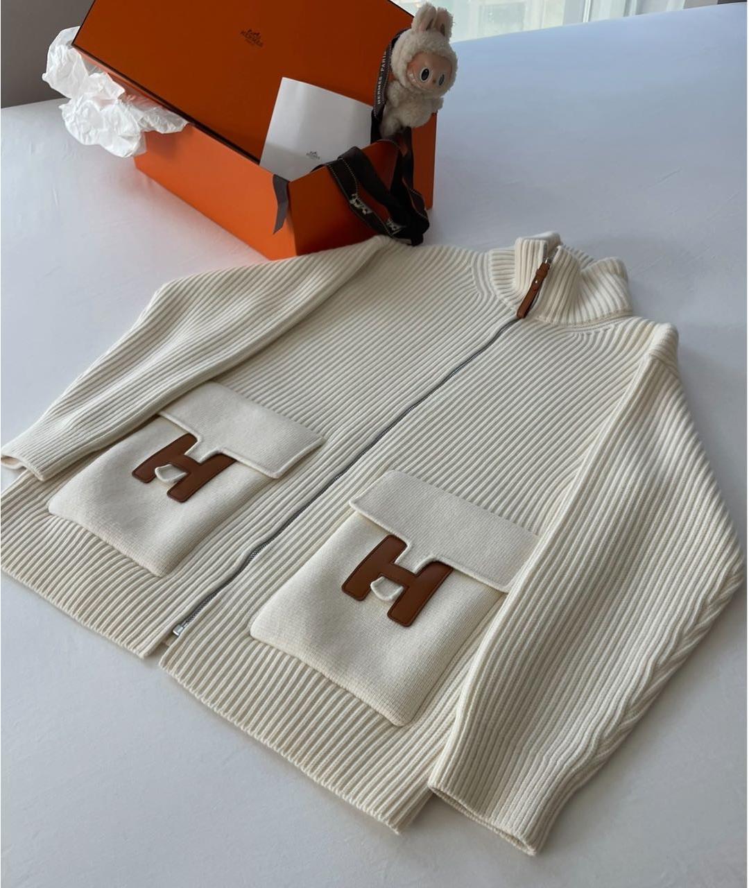 HERMES Бежевый кашемировый кардиган, фото 2