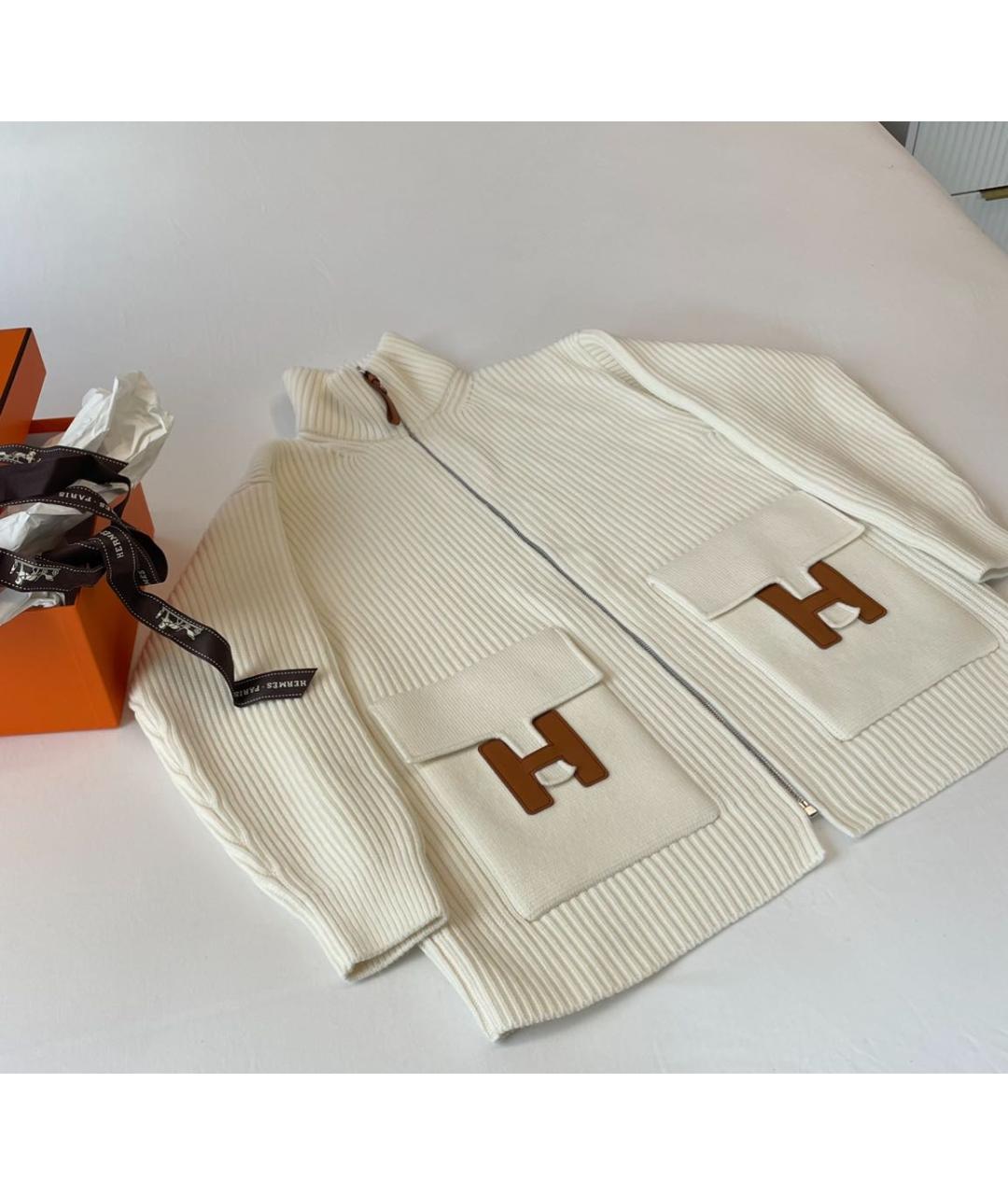 HERMES Бежевый кашемировый кардиган, фото 3