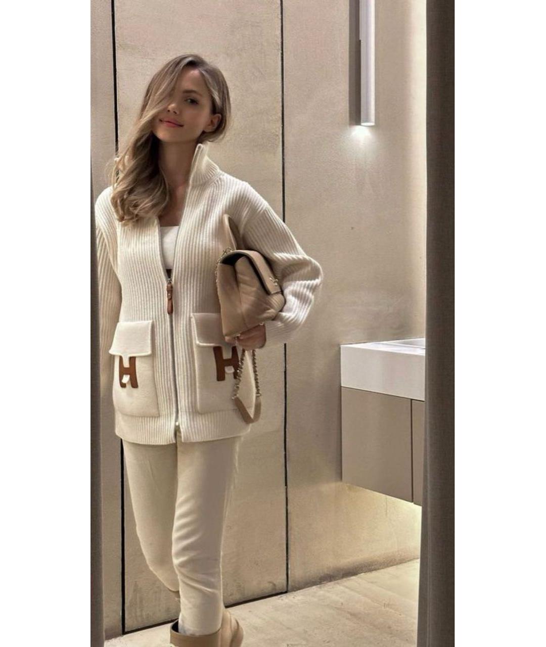 HERMES Бежевый кашемировый кардиган, фото 5