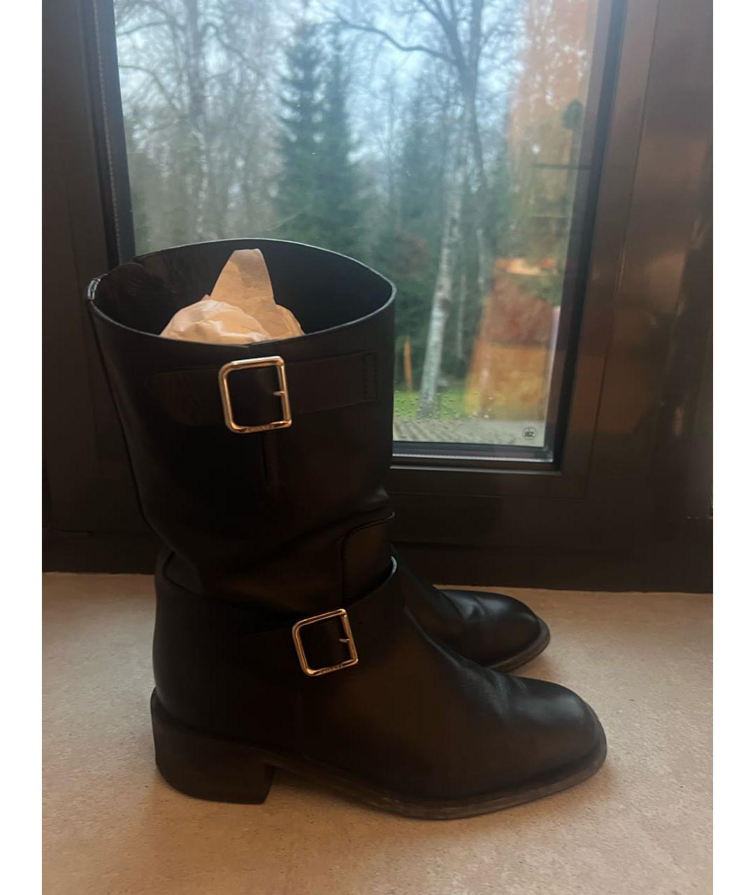 CHANEL Черные кожаные сапоги, фото 7