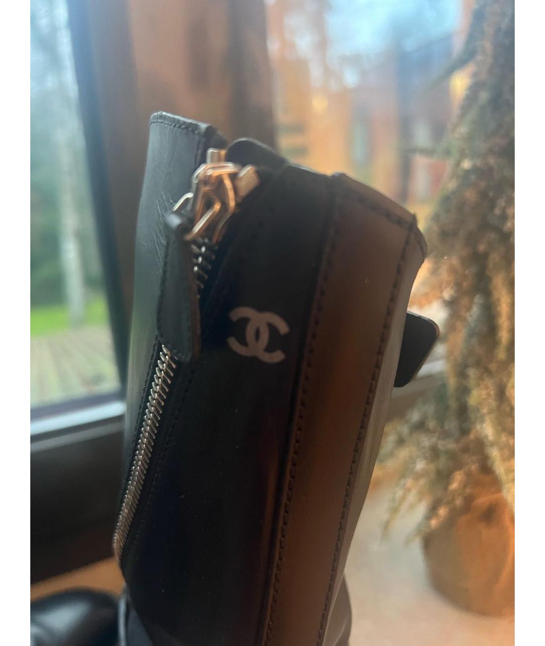 CHANEL Черные кожаные сапоги, фото 5