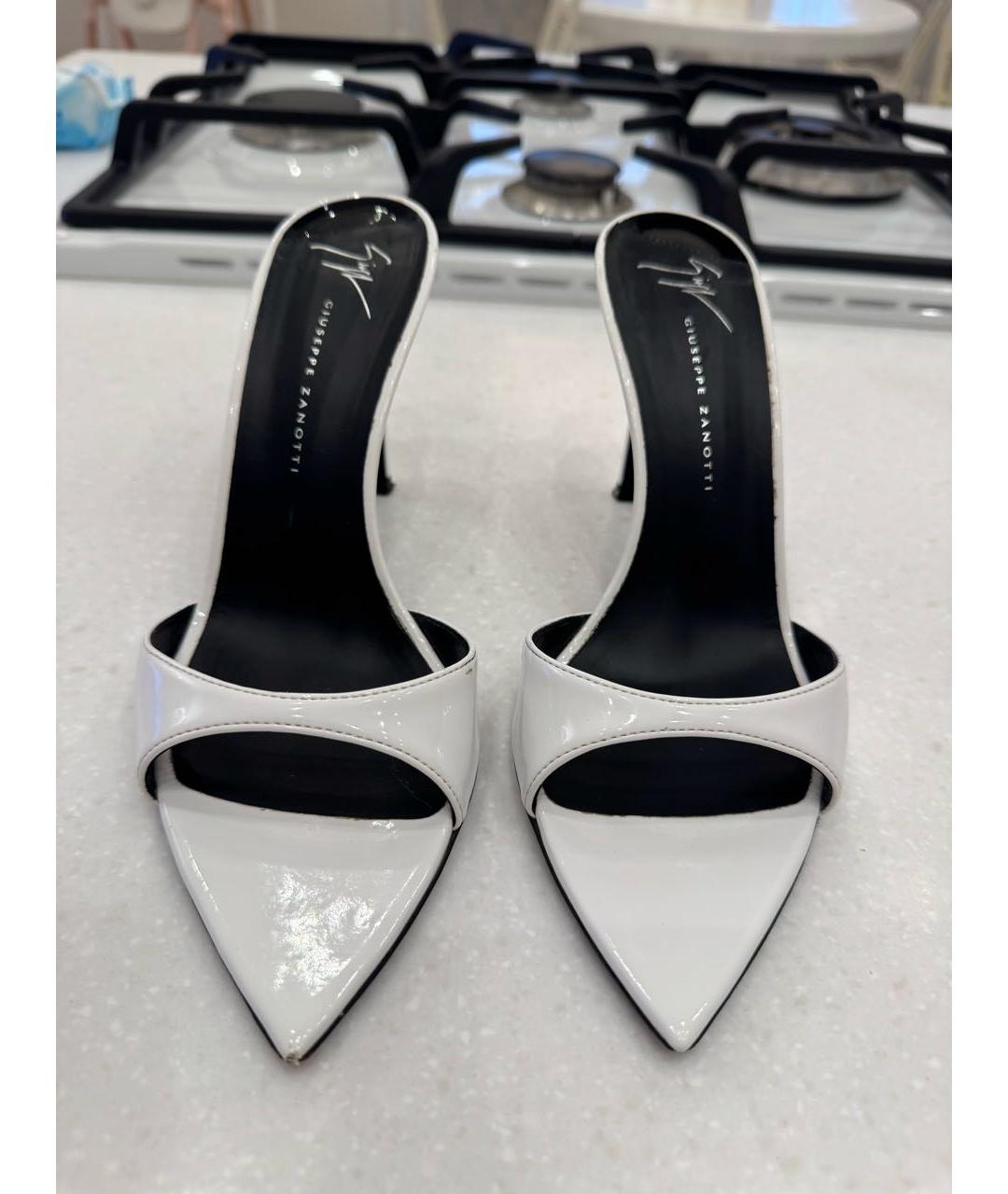 GIUSEPPE ZANOTTI DESIGN Белые мюли из лакированной кожи, фото 3