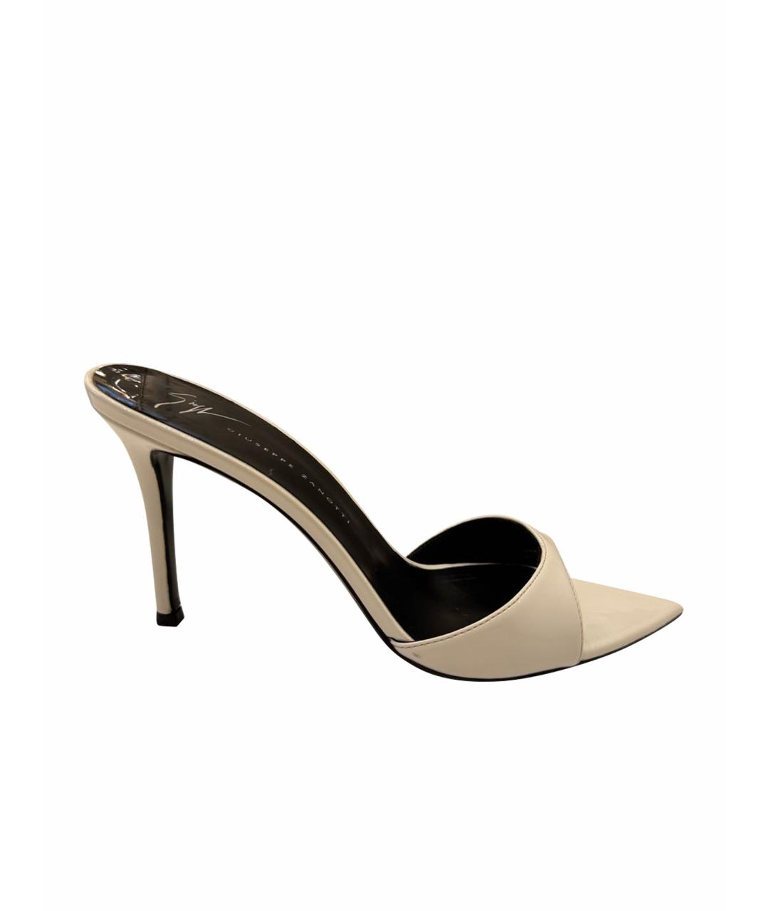 GIUSEPPE ZANOTTI DESIGN Белые мюли из лакированной кожи, фото 1