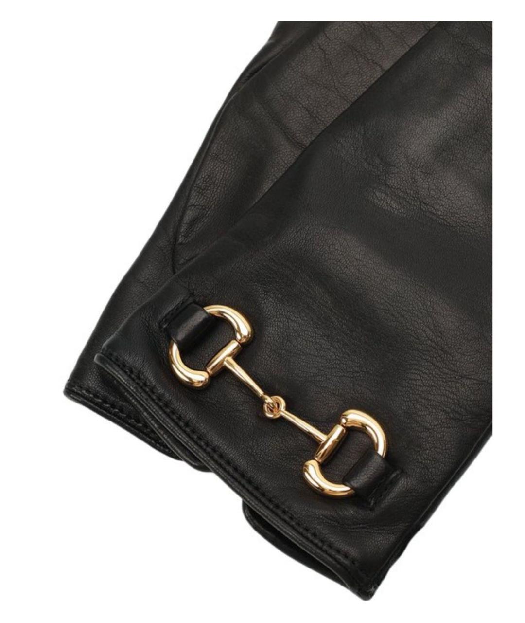 GUCCI Черные кожаные перчатки, фото 3