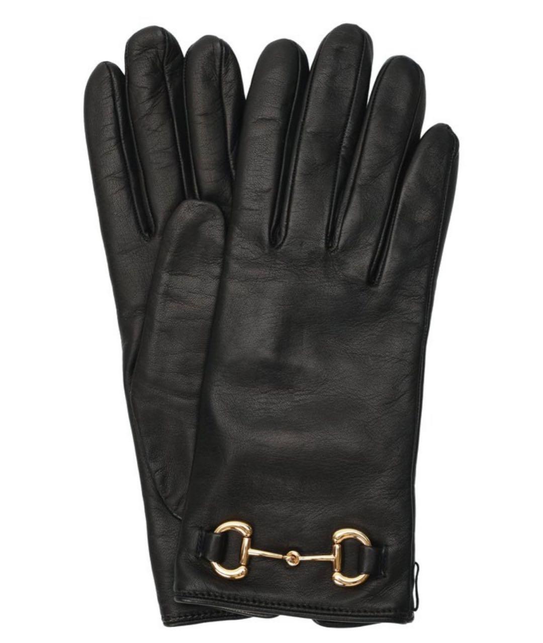 GUCCI Черные кожаные перчатки, фото 2