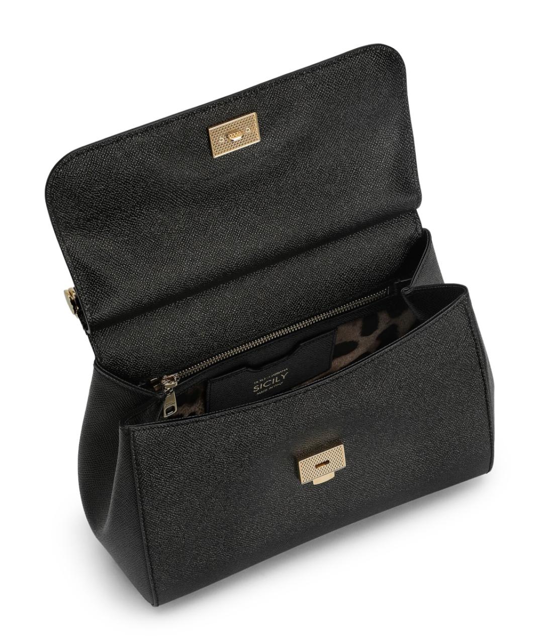 DOLCE&GABBANA Черная кожаная сумка тоут, фото 2