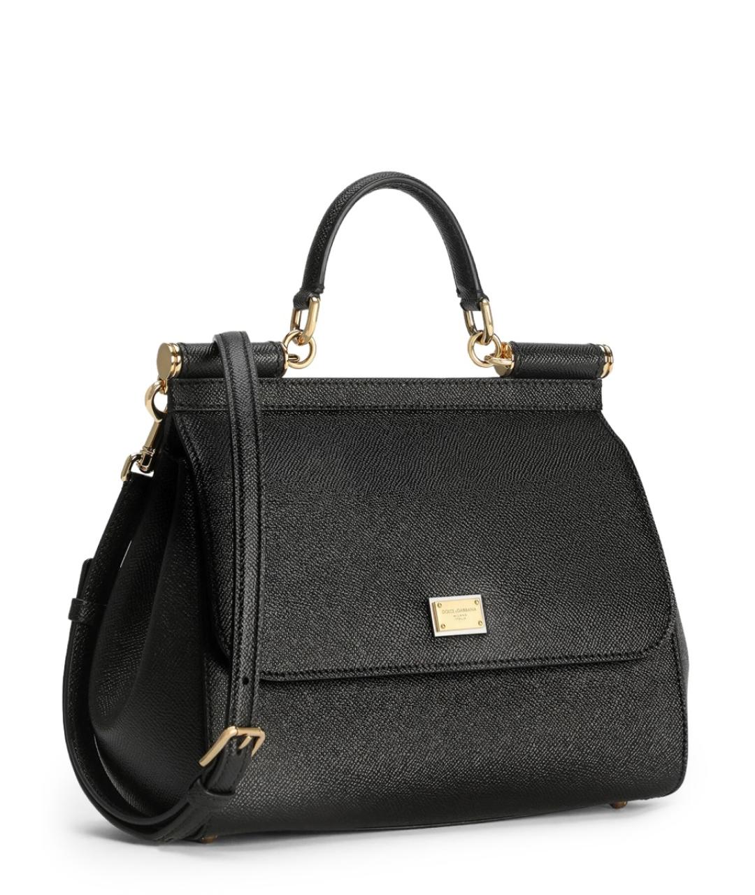 DOLCE&GABBANA Черная кожаная сумка тоут, фото 1