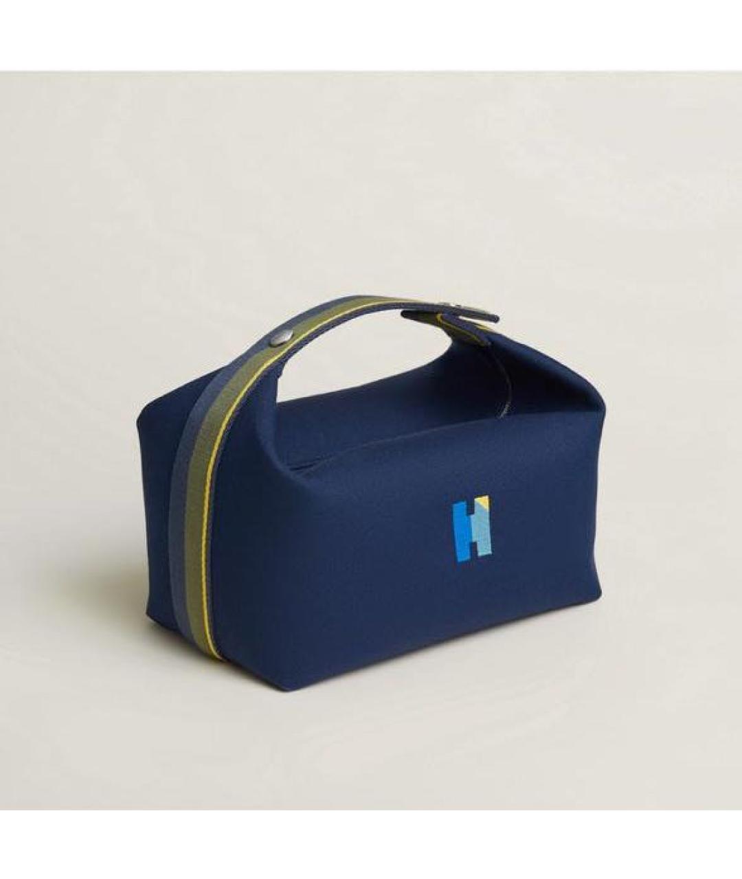 HERMES Синяя хлопковая косметичка, фото 3