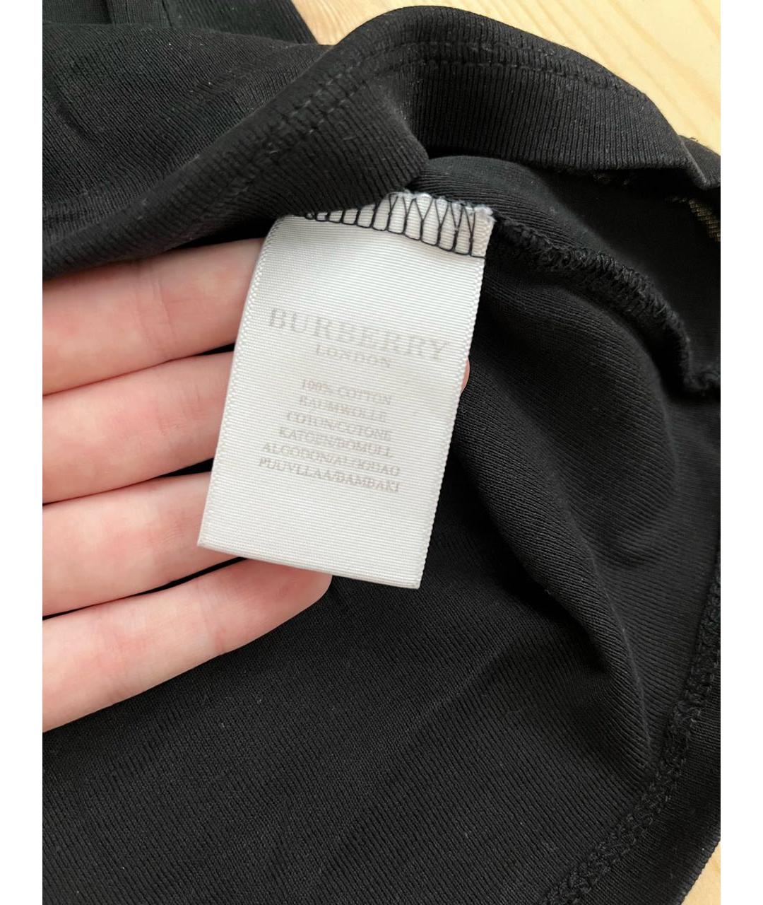 BURBERRY Черная хлопковая футболка, фото 3