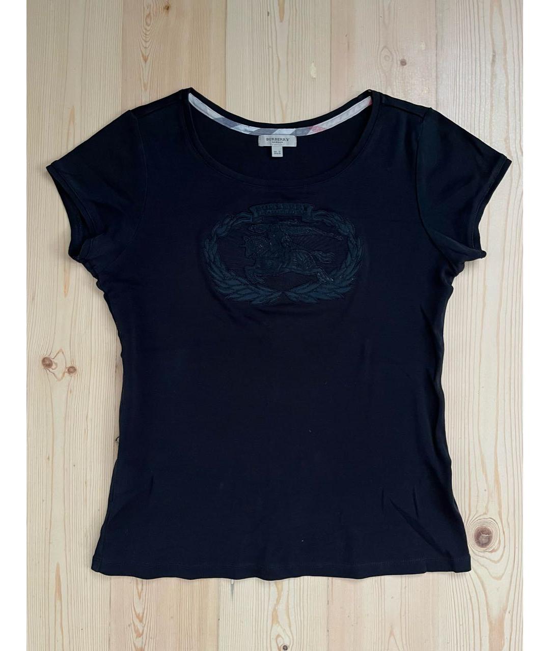 BURBERRY Черная хлопковая футболка, фото 6