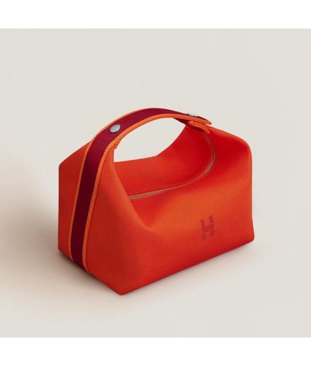 HERMES Оранжевая хлопковая косметичка, фото 3