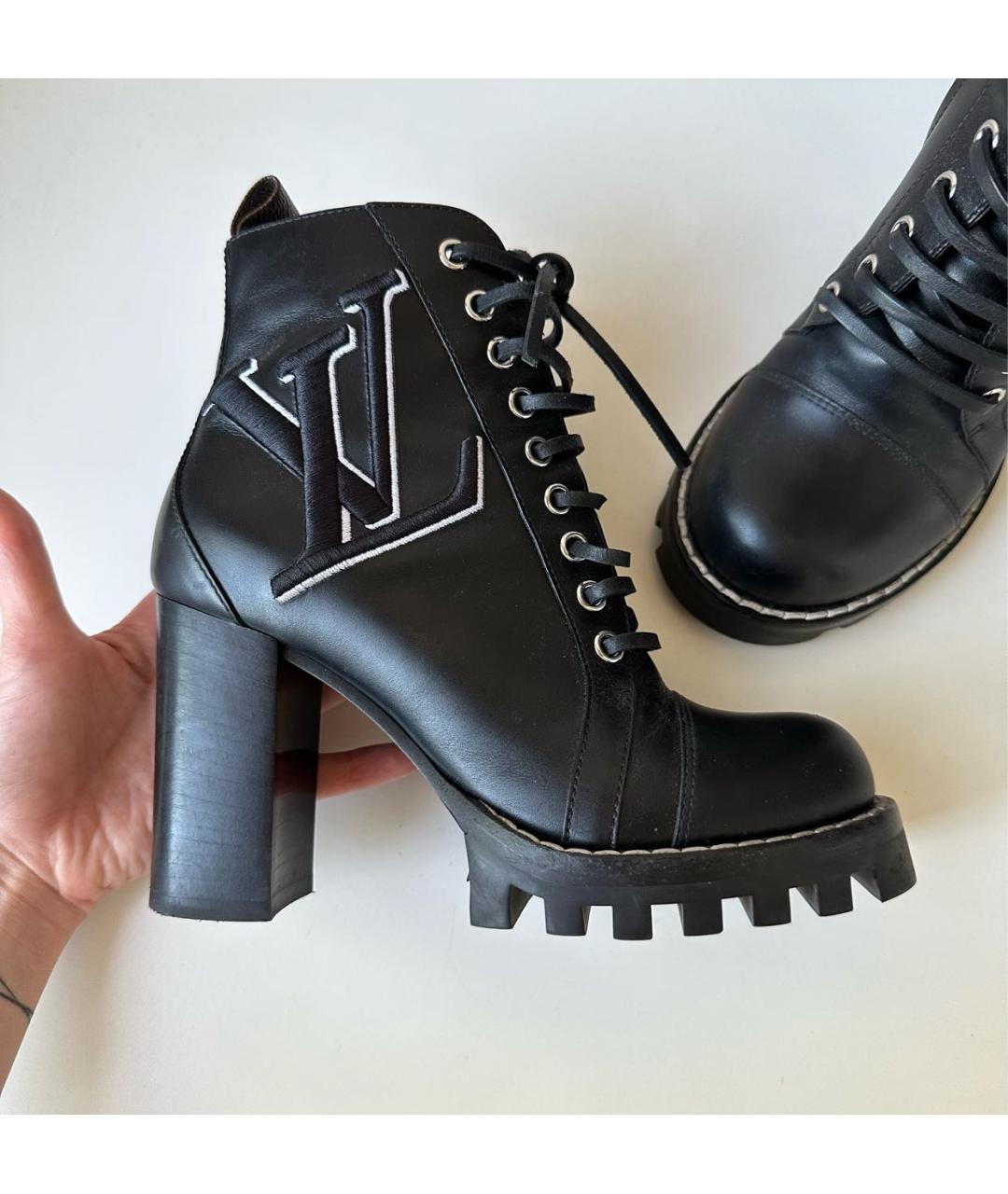 LOUIS VUITTON Черные кожаные ботильоны, фото 2