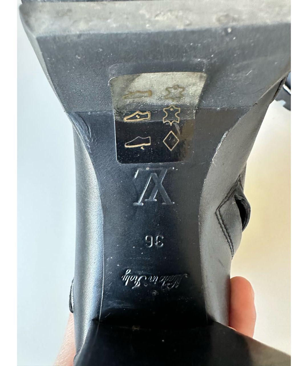 LOUIS VUITTON Черные кожаные ботильоны, фото 7