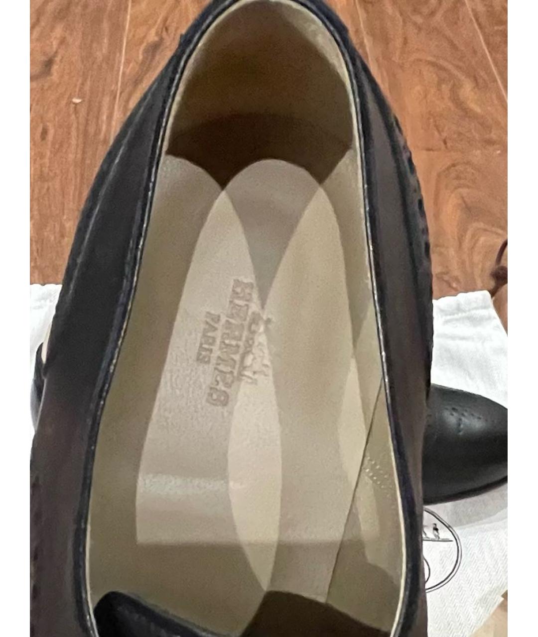 HERMES Черные кожаные туфли, фото 7