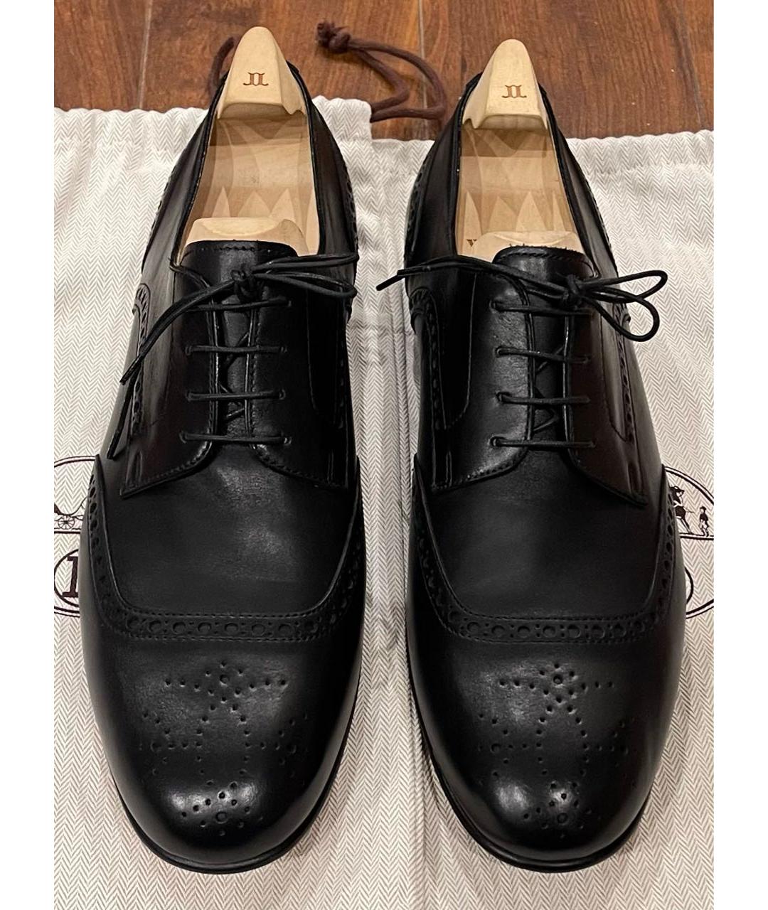 HERMES Черные кожаные туфли, фото 4