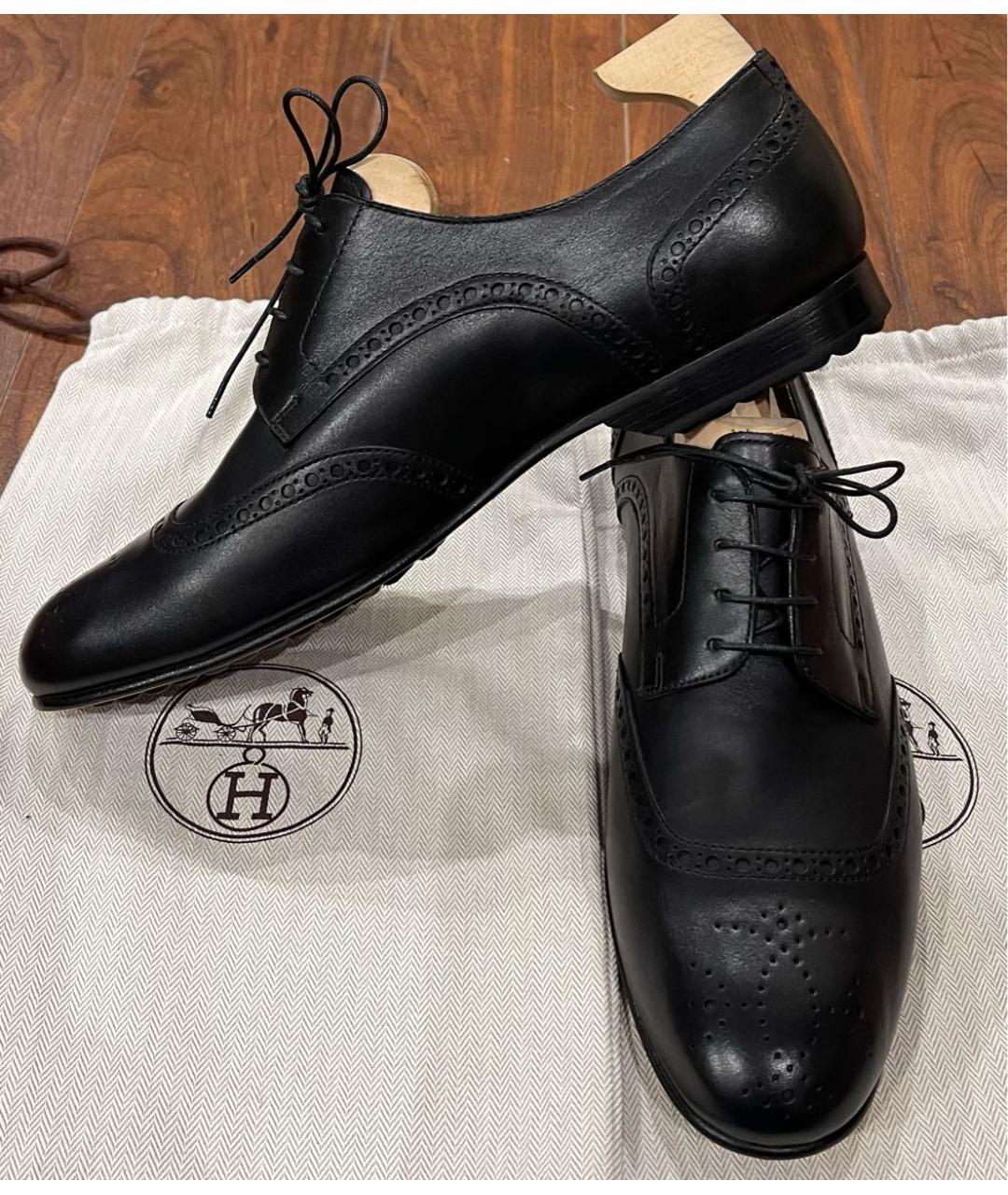 HERMES Черные кожаные туфли, фото 3