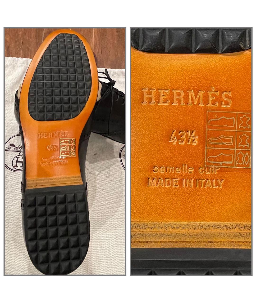 HERMES Черные кожаные туфли, фото 8