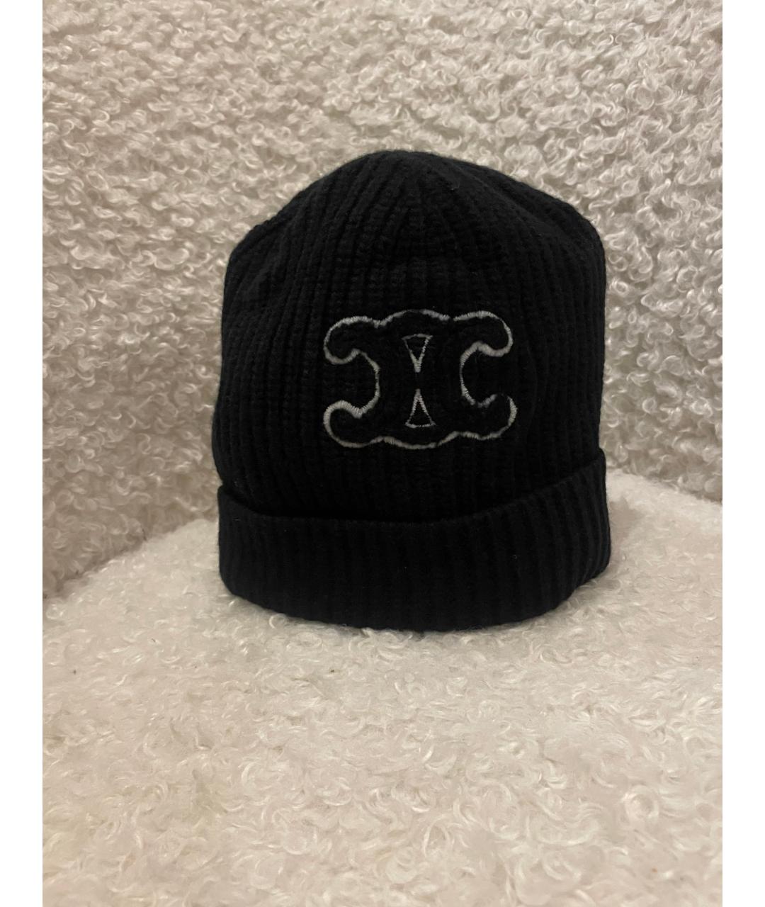 CELINE Черная шерстяная шапка, фото 4
