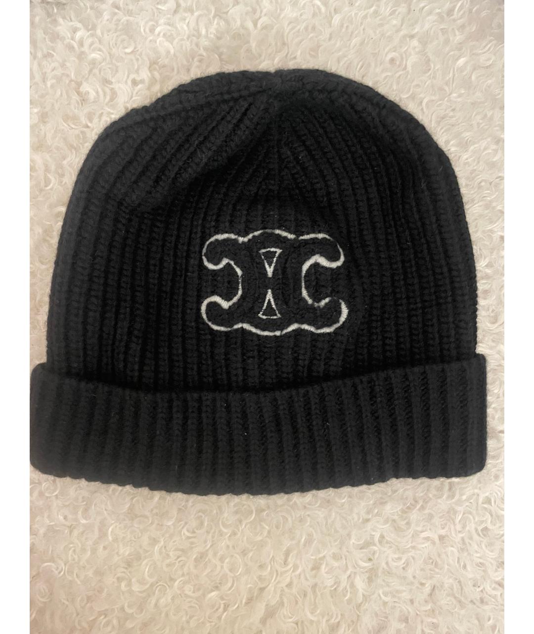 CELINE Черная шерстяная шапка, фото 2