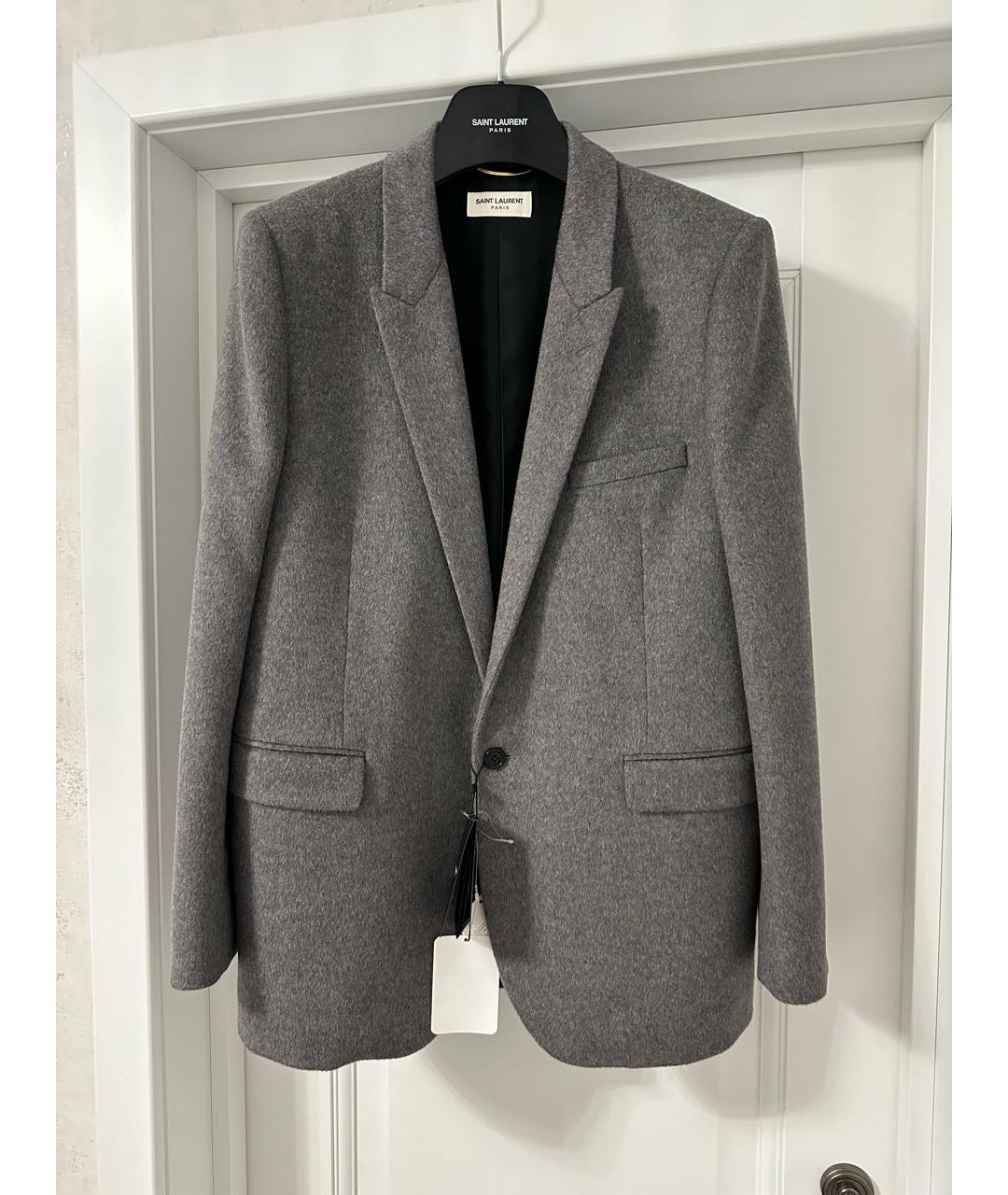 SAINT LAURENT Серый шерстяной жакет/пиджак, фото 6