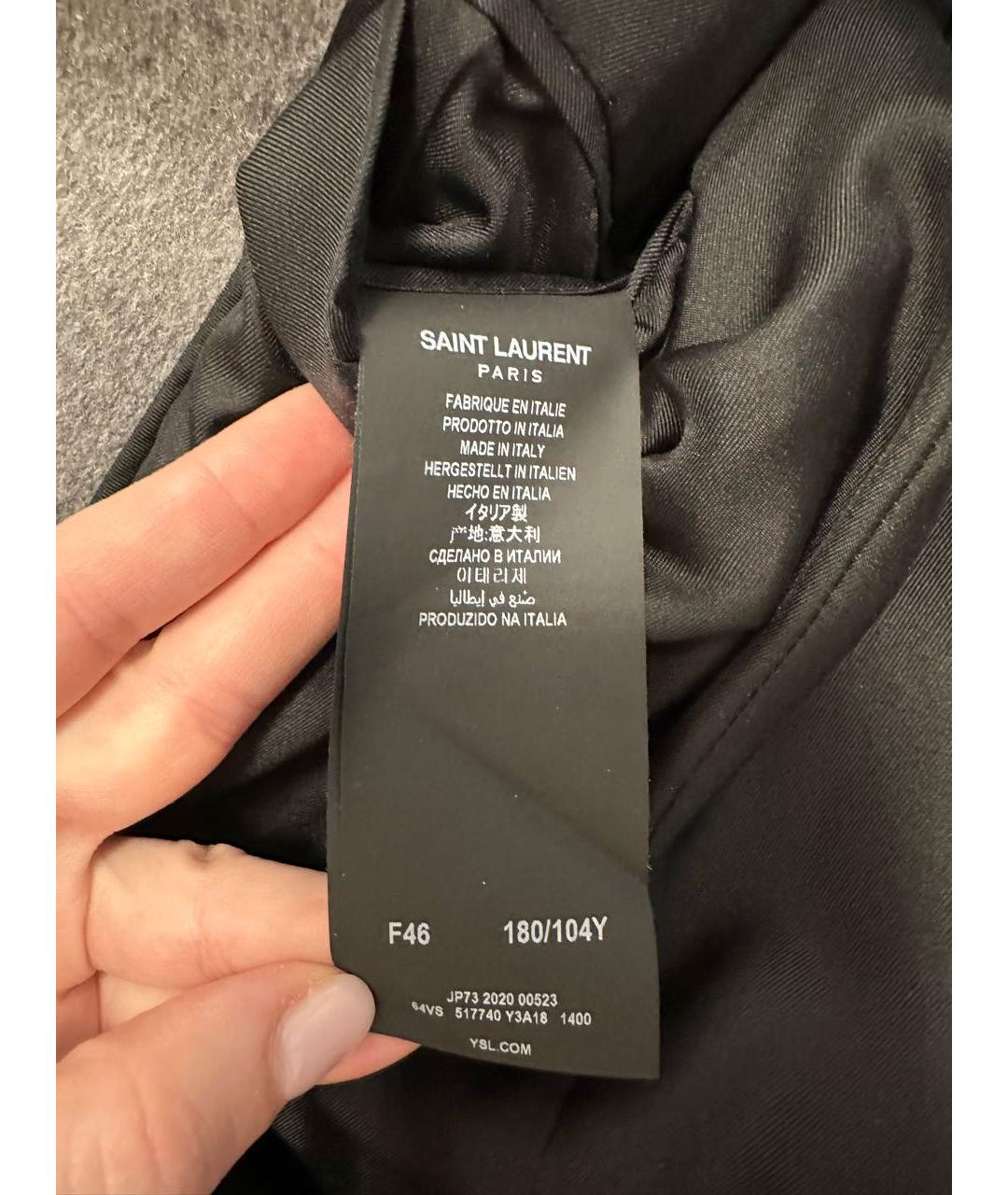 SAINT LAURENT Серый шерстяной жакет/пиджак, фото 4