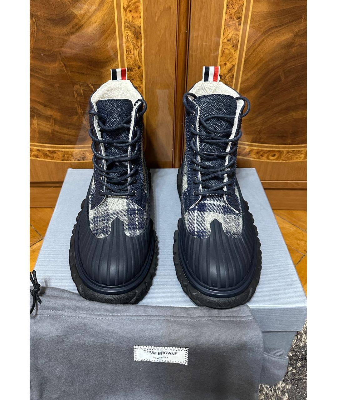 THOM BROWNE Серые текстильные высокие ботинки, фото 2