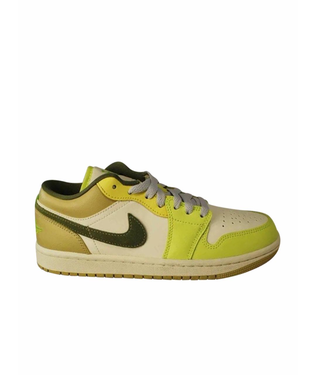 JORDAN Салатовые кожаные кроссовки, фото 1