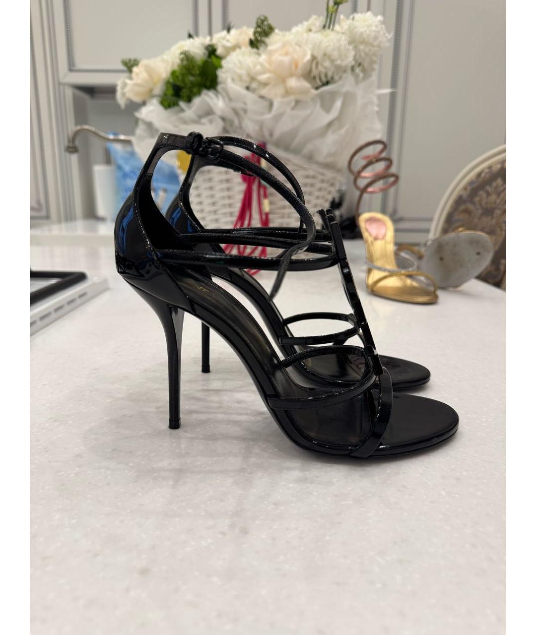 SAINT LAURENT Черные босоножки из лакированной кожи, фото 2