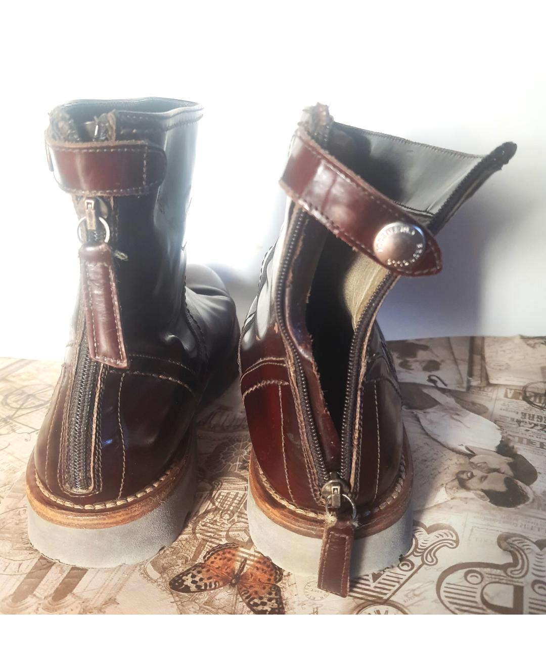 BRUNELLO CUCINELLI Бордовые ботинки из лакированной кожи, фото 4