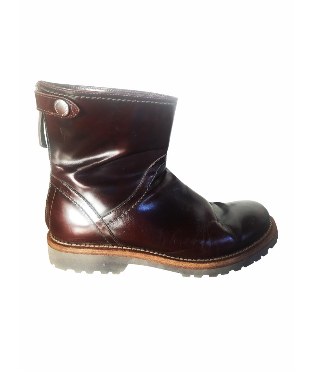 BRUNELLO CUCINELLI Бордовые ботинки из лакированной кожи, фото 1