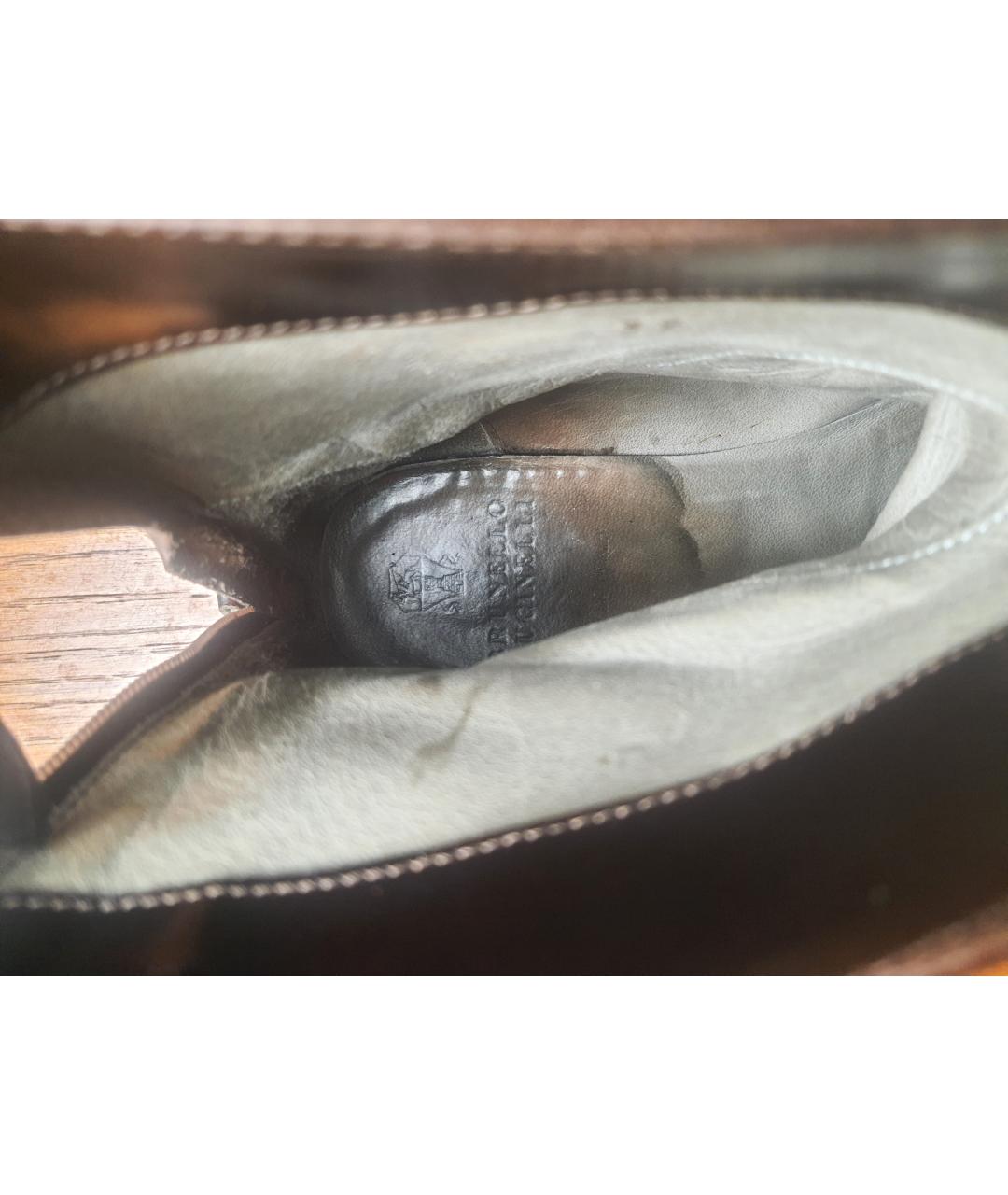 BRUNELLO CUCINELLI Бордовые ботинки из лакированной кожи, фото 8