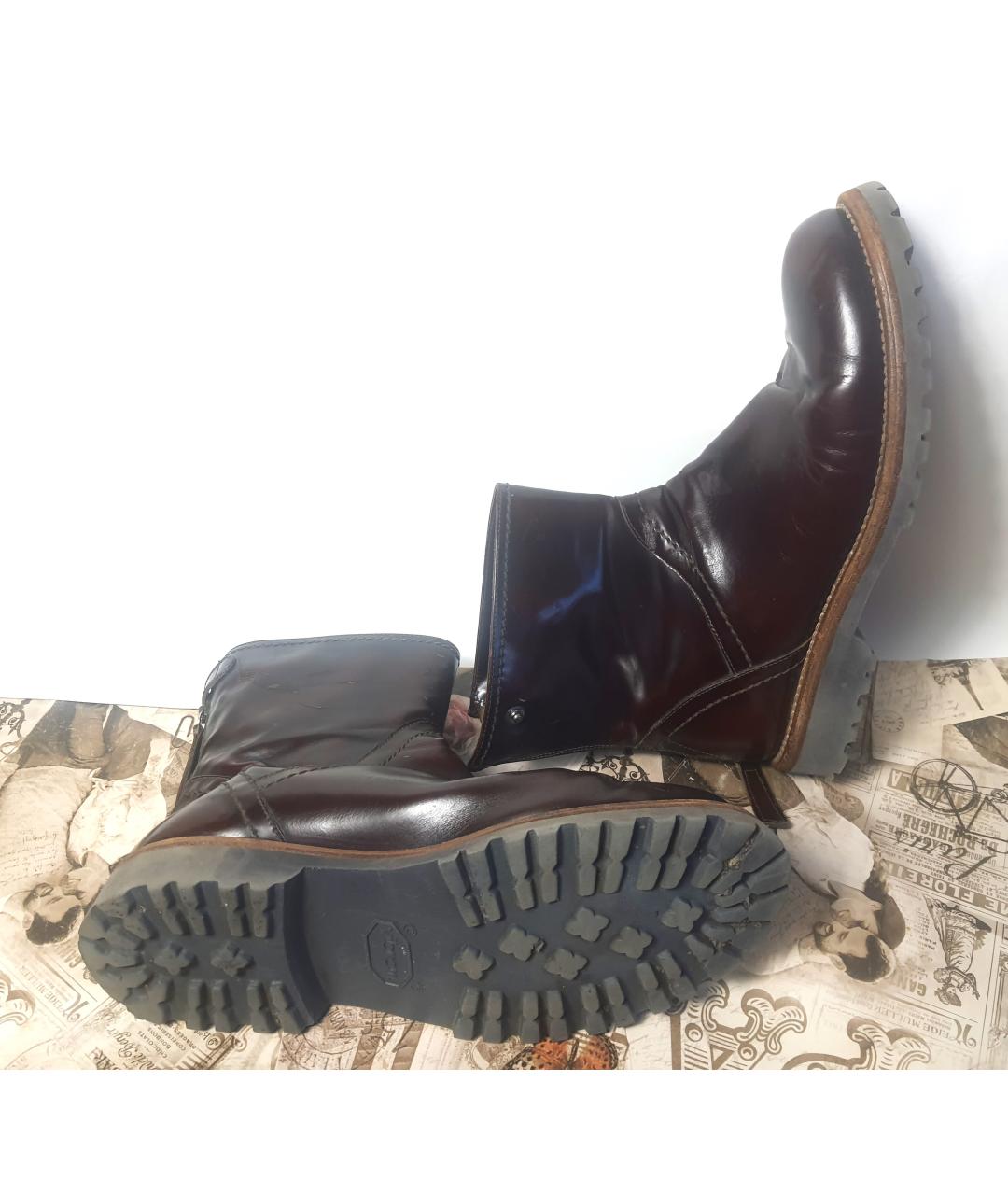 BRUNELLO CUCINELLI Бордовые ботинки из лакированной кожи, фото 9