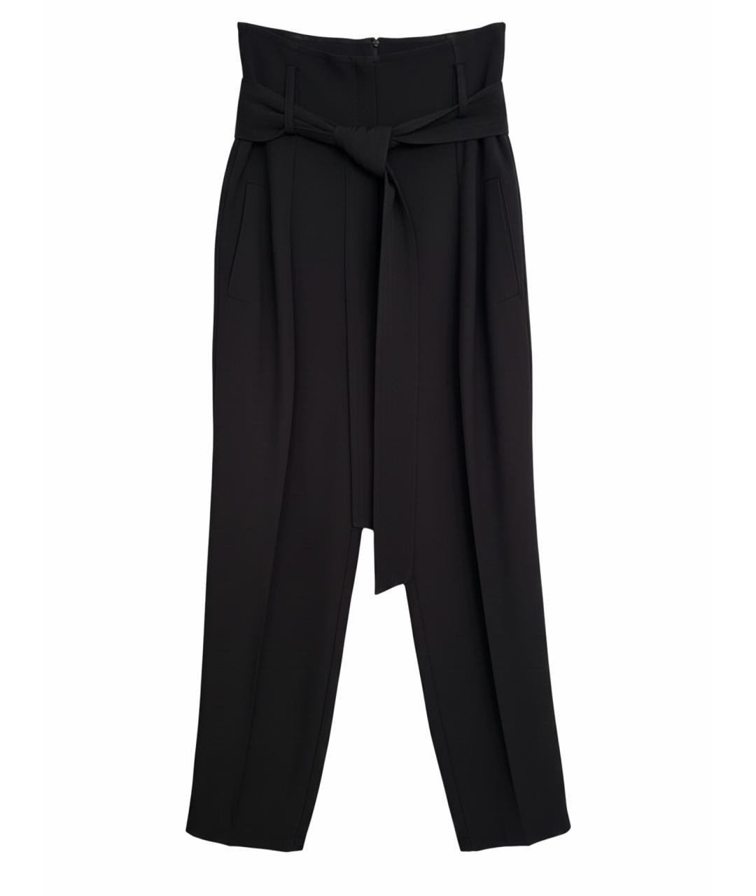 ELISABETTA FRANCHI Черные хлопковые прямые брюки, фото 1