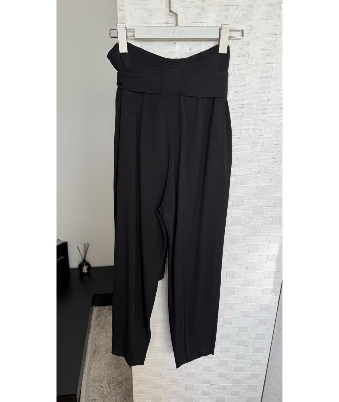 ELISABETTA FRANCHI Черные хлопковые прямые брюки, фото 2