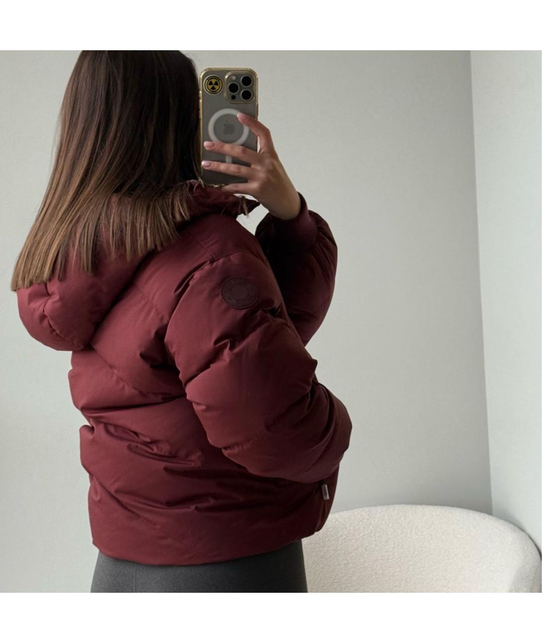 HERMES Бордовый полиэстеровый пуховик, фото 7