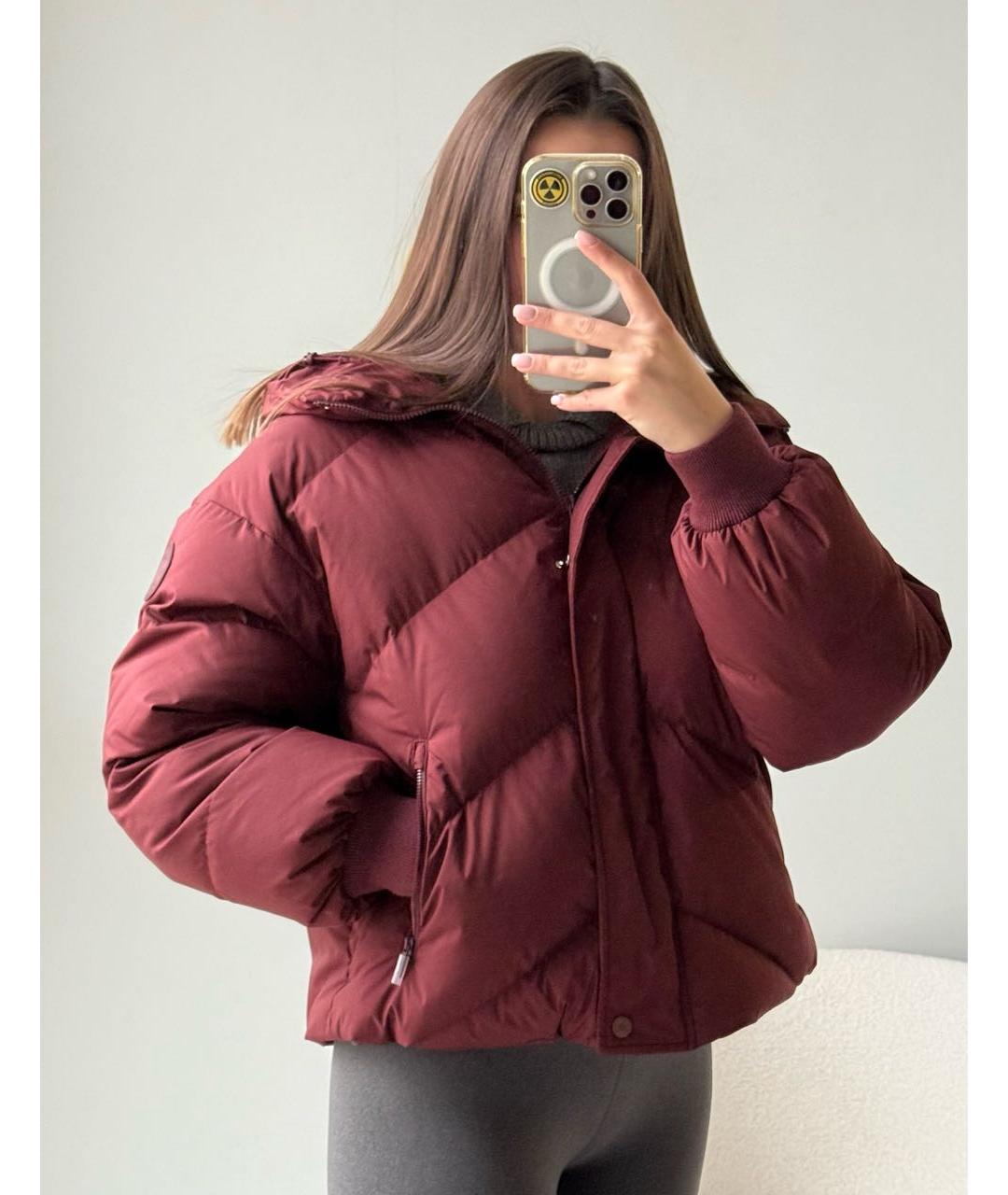 HERMES Бордовый полиэстеровый пуховик, фото 6