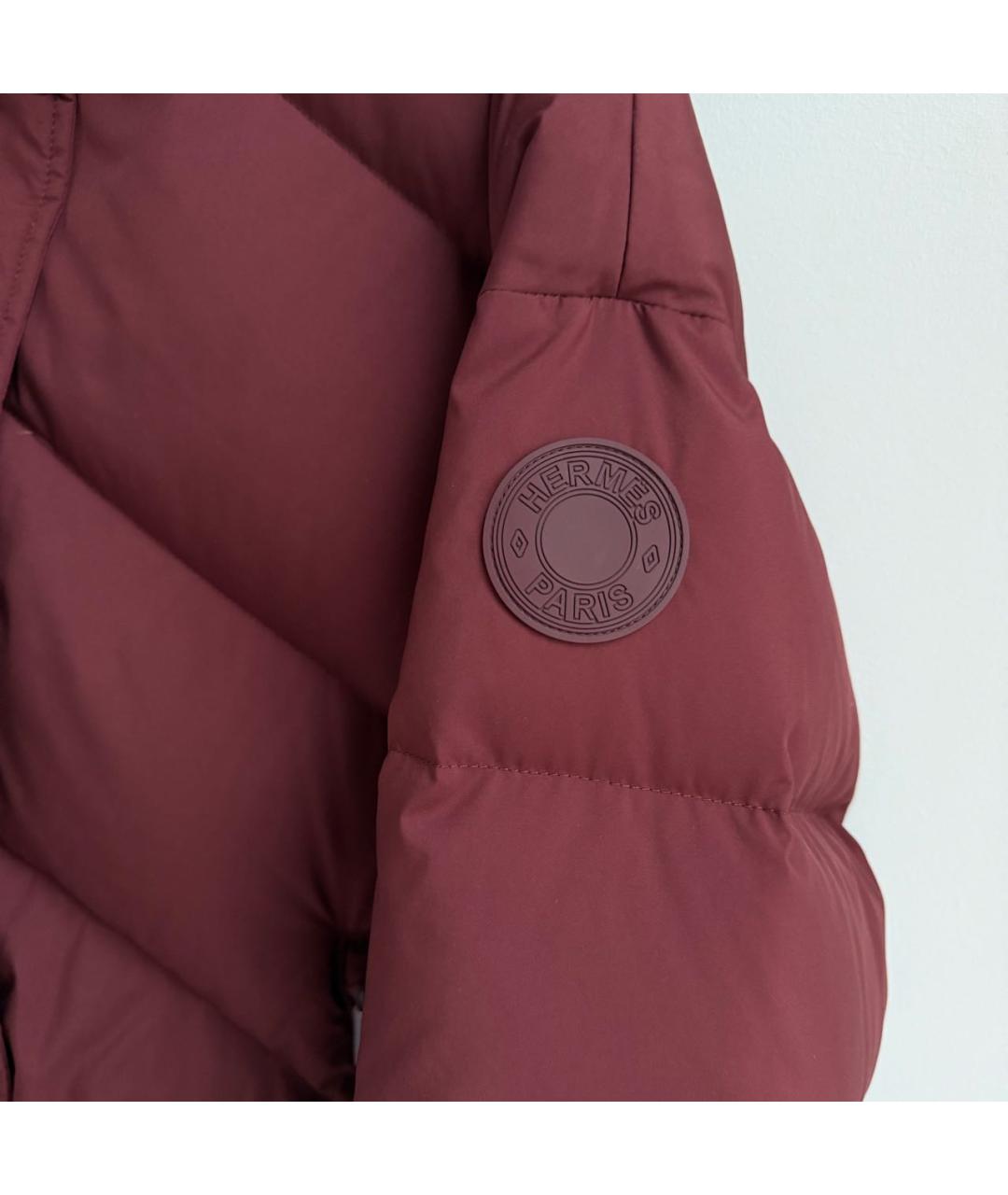 HERMES Бордовый полиэстеровый пуховик, фото 3