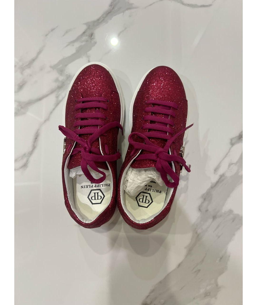 PHILIPP PLEIN Красные кожаные кеды, фото 4