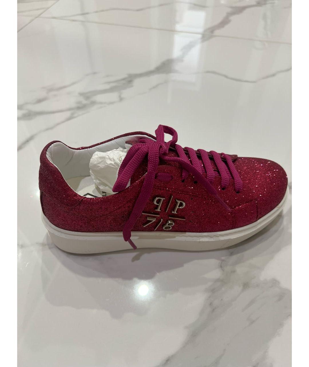 PHILIPP PLEIN Красные кожаные кеды, фото 2