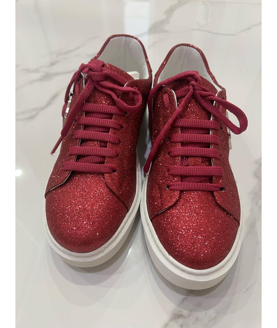 PHILIPP PLEIN Красные кожаные кеды, фото 3