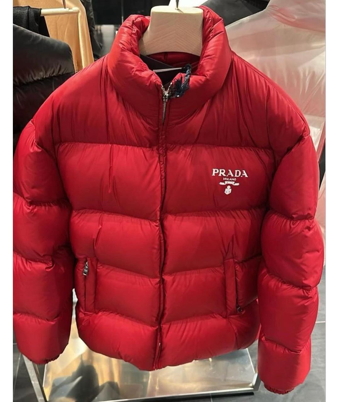 PRADA Красный полиэстеровый пуховик, фото 2