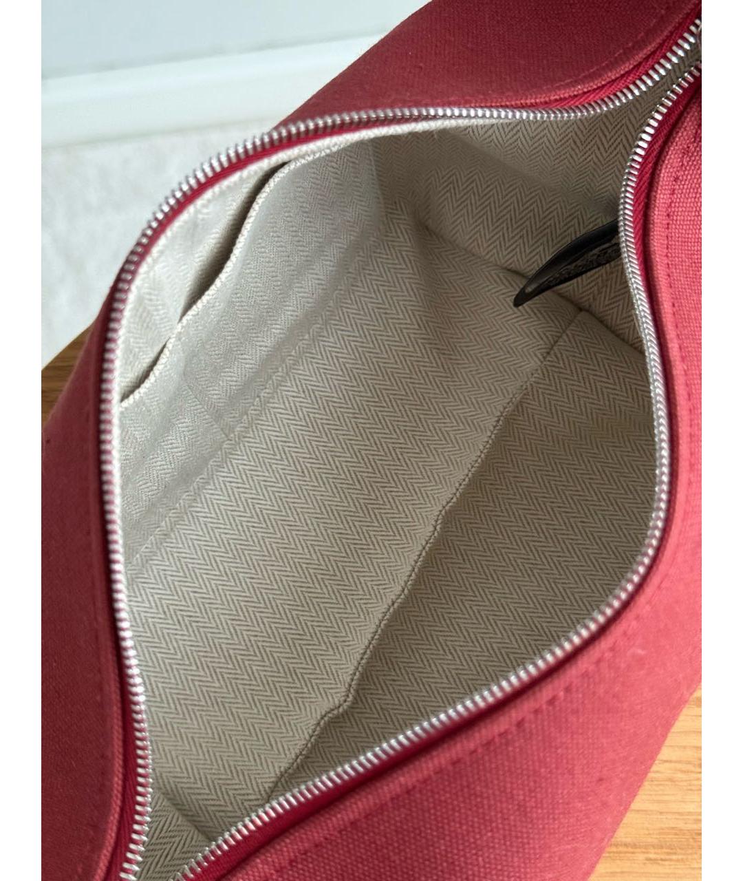 HERMES Бордовая хлопковая косметичка, фото 5