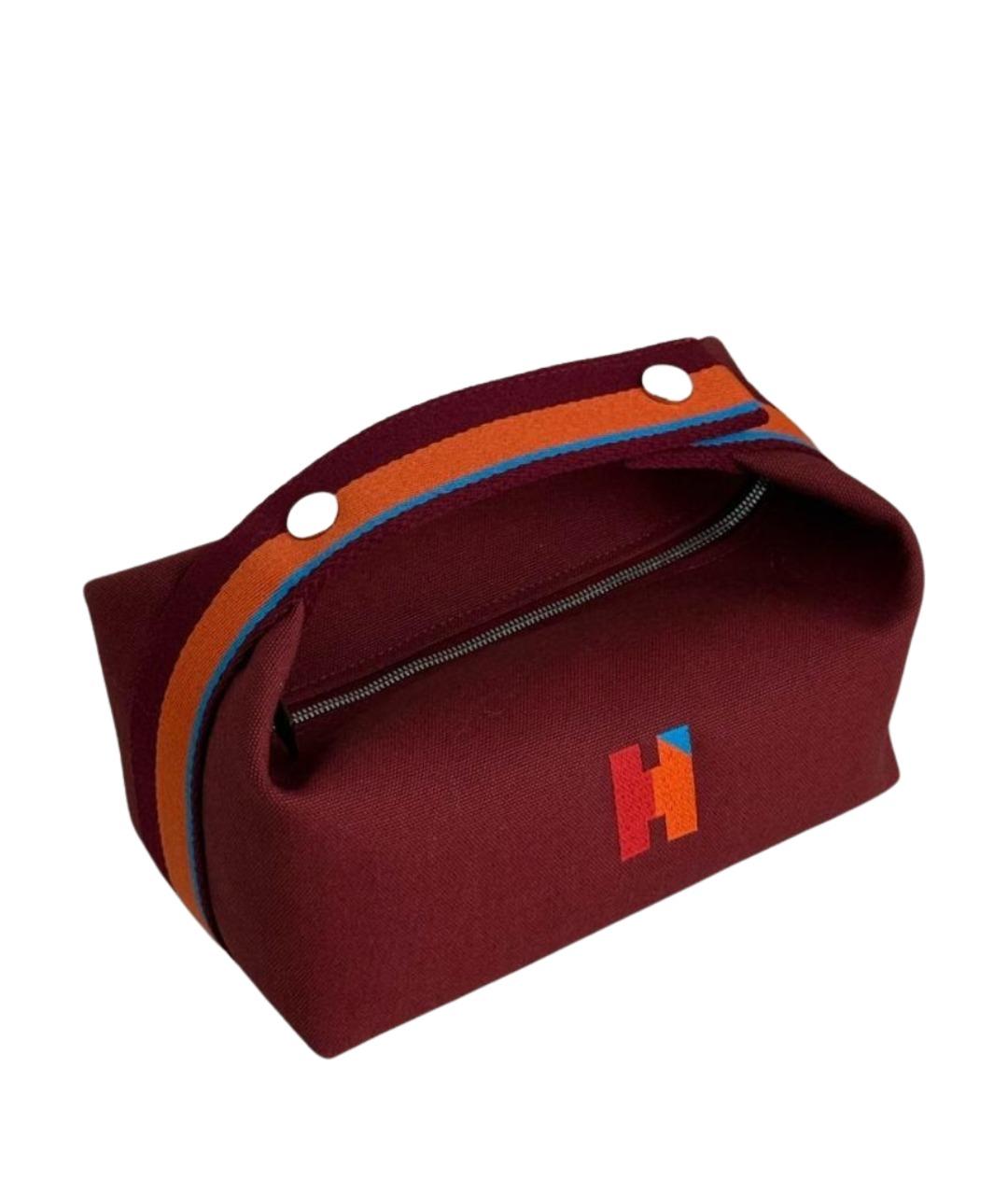 HERMES Бордовая хлопковая косметичка, фото 1
